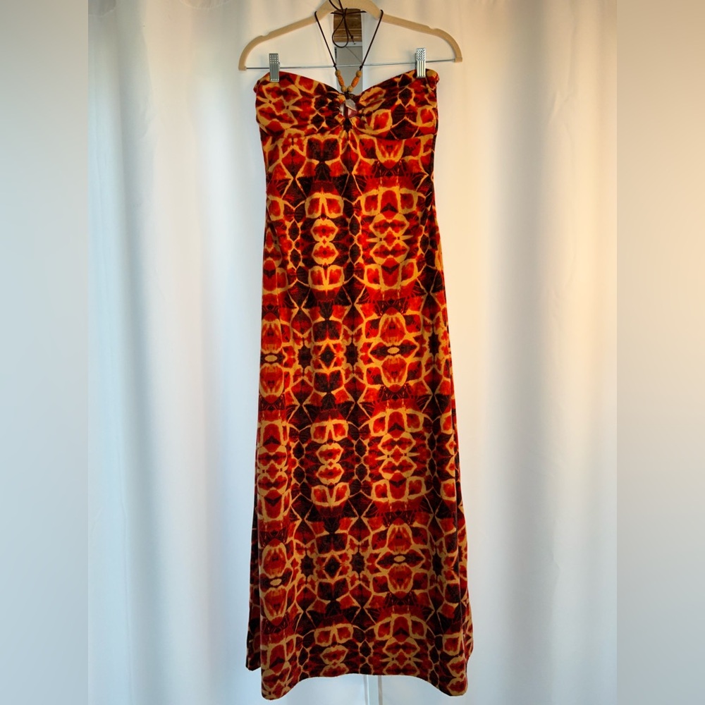 Elegant Orange and Black Strapless Dress by L8ter